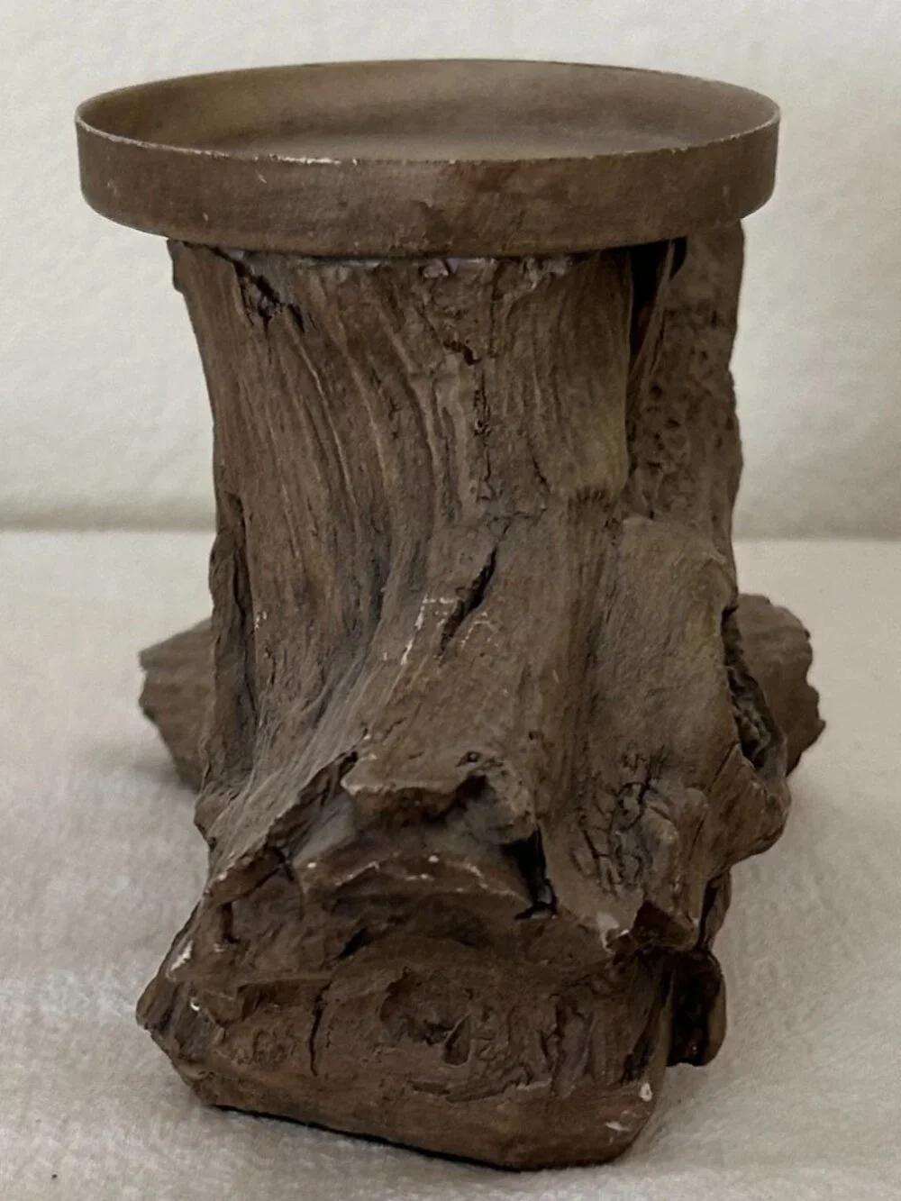 VINTAGE Faux Bois Fake Wood Candle Holder